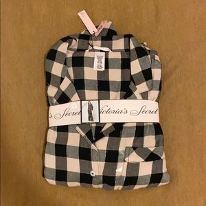 Flannel Black and Pink Long Pajama Set